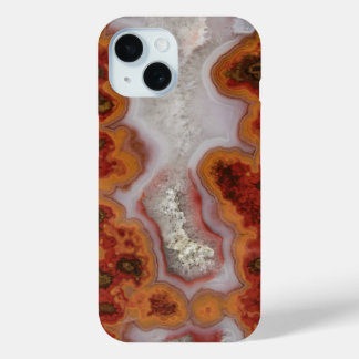 Coque Pour iPhone 15 Plaque d'agate rouge et orange
