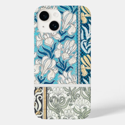 Coques Case-Mate iPhone Plaque de souris Art nouveau iris fleurie textile (Verso)