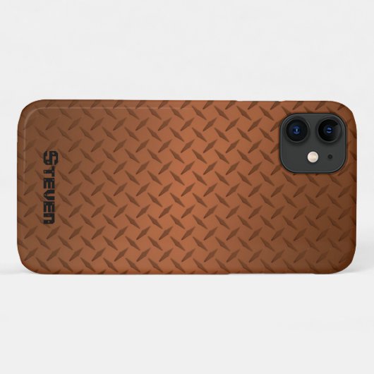 Coques Case-Mate iPhone Plaque diamant en cuivre profond personnalisée (Dos (Horizontal))