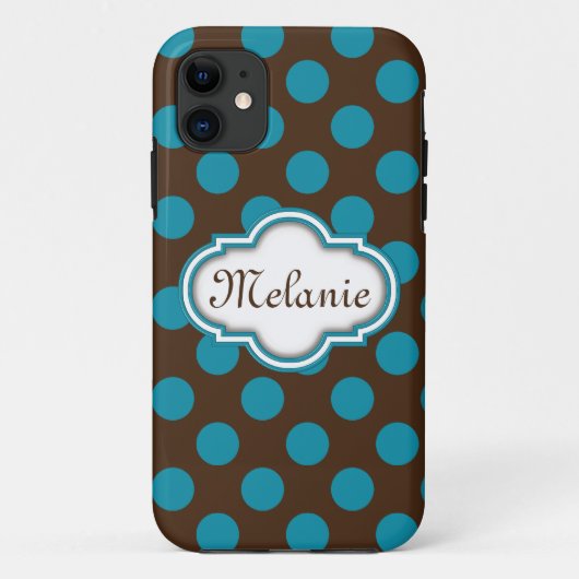 Coques Case-Mate iPhone Plaque d'identification de Quatrefoil Brown bleu (Dos)