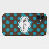 Coques Case-Mate iPhone Plaque d'identification de Quatrefoil Brown bleu (Dos (Horizontal))
