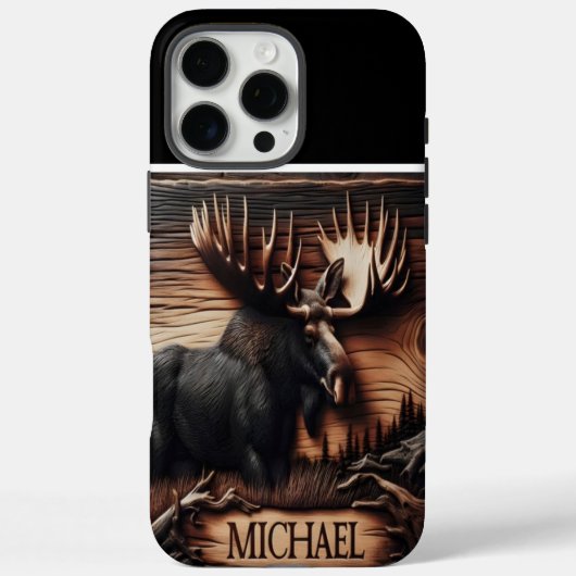 Coques Case-Mate iPhone Plaque d'orignal sculptée en bois (Verso)