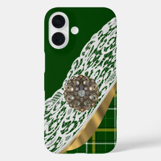 Coques iPhone 16 Plaque écossaise verte