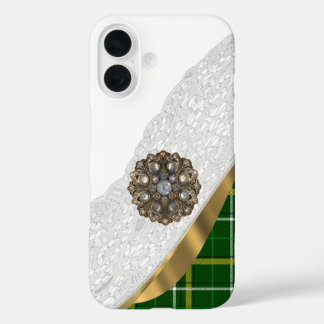 Coques iPhone 16 Plaque écossaise verte