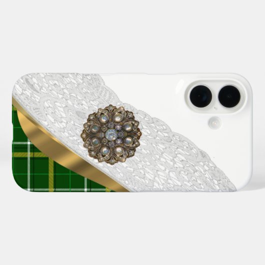 Coques Case-Mate iPhone Plaque écossaise verte (Verso (horizontal))