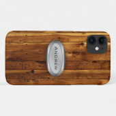 Coques Case-Mate iPhone Plaque métallique Motif de texture de bois (Dos (Horizontal))