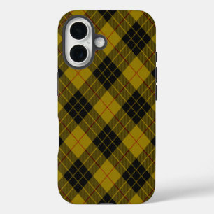 Coques iPhone 16 Plaque noire jaune tartan MacLeod