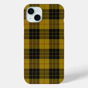Coque iPhone 15 Mini Plaque noire jaune tartan MacLeod
