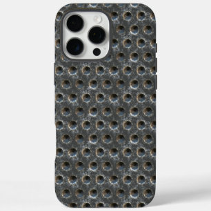 Coques iPhone 16 Pro Max Plaque Pois en acier industriel brut