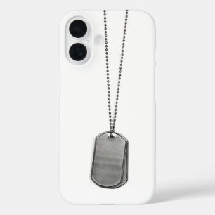 Coques iPhone 16 Plaques d'identification militaires sur fond blanc