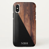 Coques Case-Mate iPhone Plaques en bois modernes et diagonale noire | Mono (Dos)