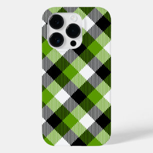 Coque Pour iPhone 14 Pro Plaques Tartan simples Vert néon