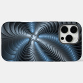 Coques Case-Mate iPhone Plastique bleu gris 3D Fractal Art moderne Abstrai (Verso (horizontal))
