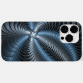 Coques Case-Mate iPhone Plastique bleu gris 3D Fractal Art moderne Abstrai (Verso (horizontal))