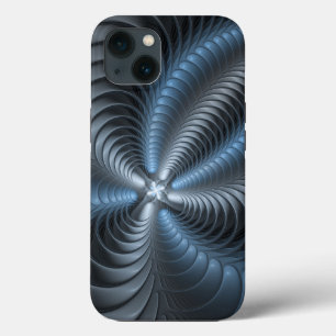 Case-Mate iPhone Case Plastique bleu gris 3D Fractal Art moderne Abstrai