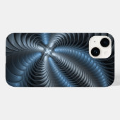 Coques Case-Mate iPhone Plastique bleu gris 3D Fractal Art moderne Abstrai (Verso (horizontal))
