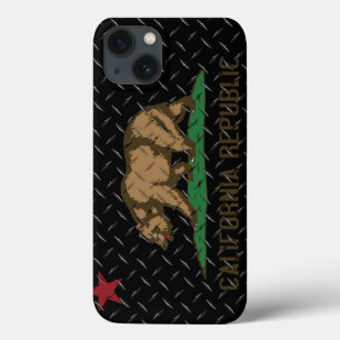 Etui iPhone 13 Plat de diamant noir de République de la Californi