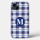 Coques Case-Mate iPhone Plat de monogramme rouge, blanc et bleu (Verso)