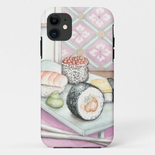 Coques Case-Mate iPhone Plat des sushi assortis avec des baguettes (Dos)