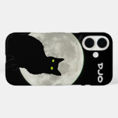 Coques Case-Mate iPhone Pleine lune Chat noir levant (Verso (horizontal))