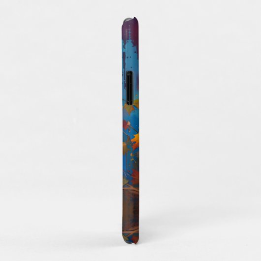 Coques Case-Mate iPhone Pleine lune Citrouille de Kitten noir Feuilles d'a (Dos/Droite)