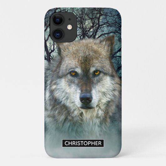 Coques Case-Mate iPhone Pleine lune de loup dans le brouillard | Ajouter V (Dos)