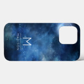 Coques Case-Mate iPhone Pleine lune Marine Blue Galaxy Sky Celestial Monog (Verso (horizontal))