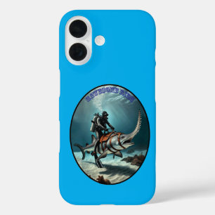 Coques iPhone 16 Plongée vintage de la SCUBA Plongée chevauchant un