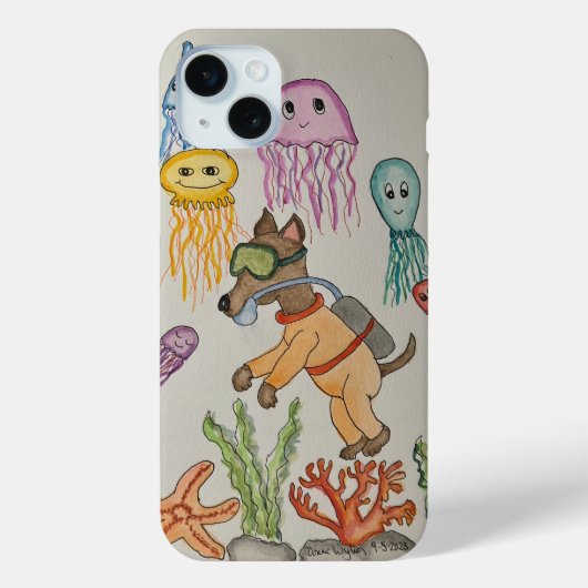 Coques Case-Mate iPhone Plongeur de chien et méduse (Verso)