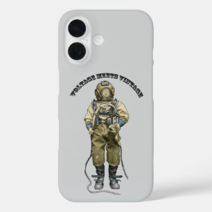 Coques iPhone 16 Plongeur vintage avec casque de plongée et lampe d