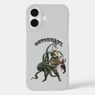 Coques iPhone 16 Plongeur vintage avec une pieuvre et une langouste
