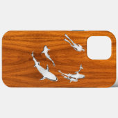 Coques Case-Mate iPhone Plongez avec des requins sur le style de placage d (Verso (horizontal))