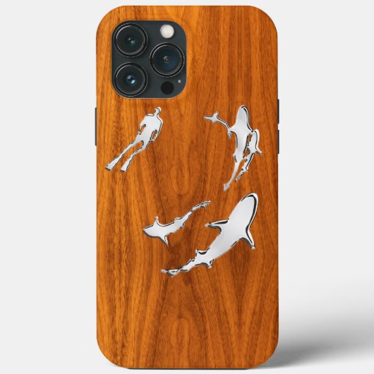 Coques Case-Mate iPhone Plongez avec des requins sur le style de placage d (Verso)
