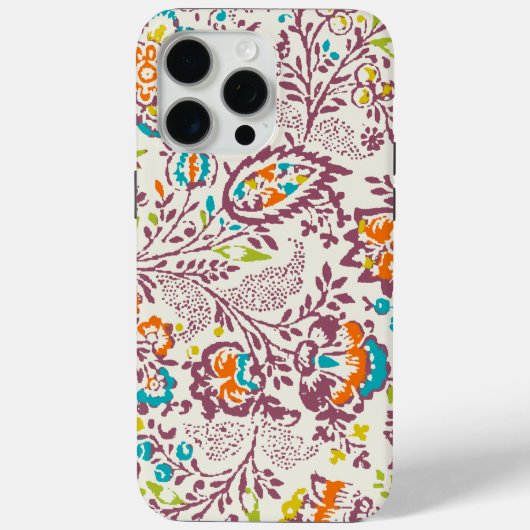Coques Case-Mate iPhone Plum d'ivoire vert bleu Turquoise Damas motif flor (Verso)