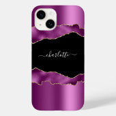 Coques Case-Mate iPhone Plum violet noir agate marbre nom script (Verso)