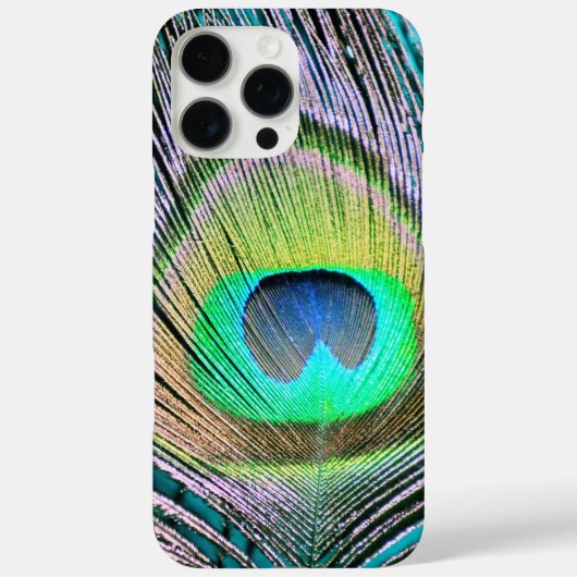 Coques Case-Mate iPhone Plume de paon sur Turquoise (Verso)