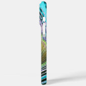 Coques Case-Mate iPhone Plume de paon sur Turquoise (Verso / Gauche)