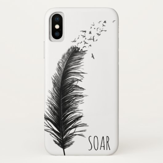 Coques Case-Mate iPhone plume noire avec oiseaux (Dos)