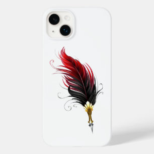 Coque Pour iPhone 14 Plus Plume rouge avec pointe en or