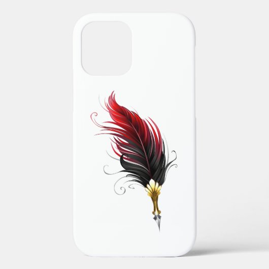 Coques Case-Mate iPhone Plume rouge avec pointe en or (Verso)