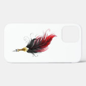 Coques Case-Mate iPhone Plume rouge avec pointe en or (Verso (horizontal))