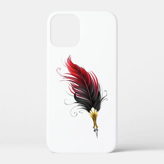 Coques Case-Mate iPhone Plume rouge avec pointe en or (Verso)