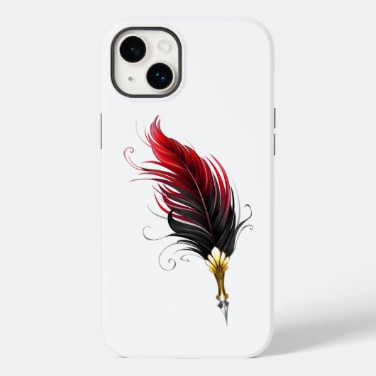 Coques Case-Mate iPhone Plume rouge avec pointe en or (Verso)