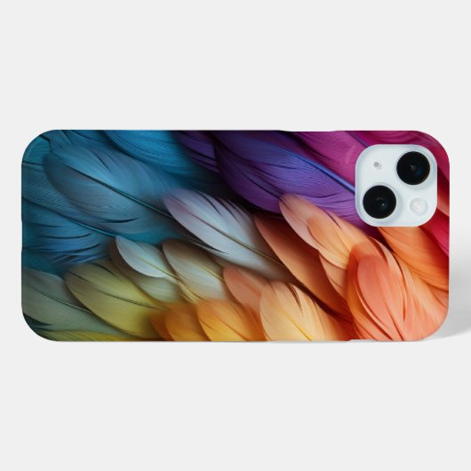Coques Case-Mate iPhone Plumes Bleu Orange Violet (Verso (horizontal))