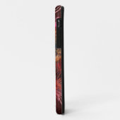Coques Case-Mate iPhone Plumes d'art fractal rouge Nom du monogramme perso (Dos/Gauche)