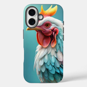 Coques iPhone 16 "Plumes de couleur : le poulet arc-en-ciel"