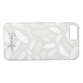 Coques Case-Mate iPhone Plumes de Fallin romantique en gris personnalisé (Dos (Horizontal))