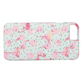 Coques Case-Mate iPhone Plumes de Flamant rose sur le pois (Dos (Horizontal))