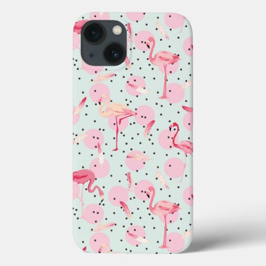 Coques Case-Mate iPhone Plumes de Flamant rose sur Pois (Verso)