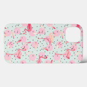 Coques Case-Mate iPhone Plumes de Flamant rose sur Pois (Verso (horizontal))